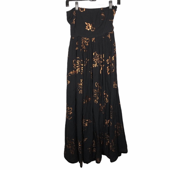 Free People Baja Babe Midi Dress Black Gold Small. Good condition. - Picture 2 of 10